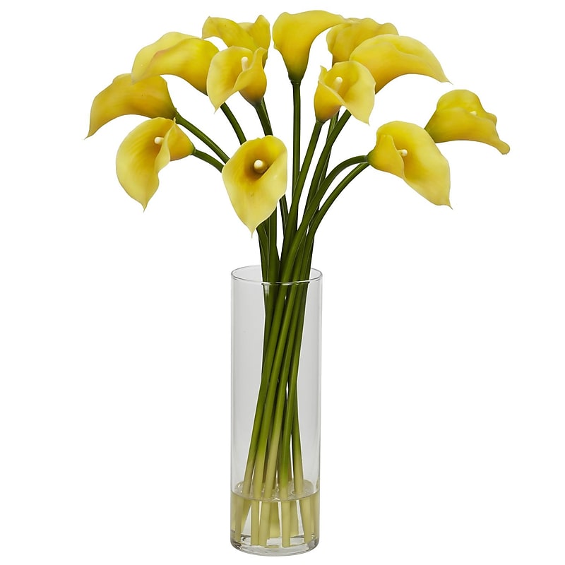 Nearly Natural 1187-YL Mini Calla Lily Arrangements, Yellow image 1