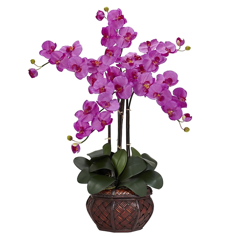Nearly Natural 1211-OR Phalaenopsis with Vase Floral Arrangements, Orchid image 1