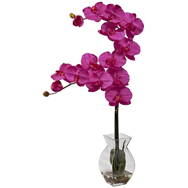 Nearly Natural 1295-BU Phalaenopsis Orchid with Vase Arrangements, Beauty pink image 1