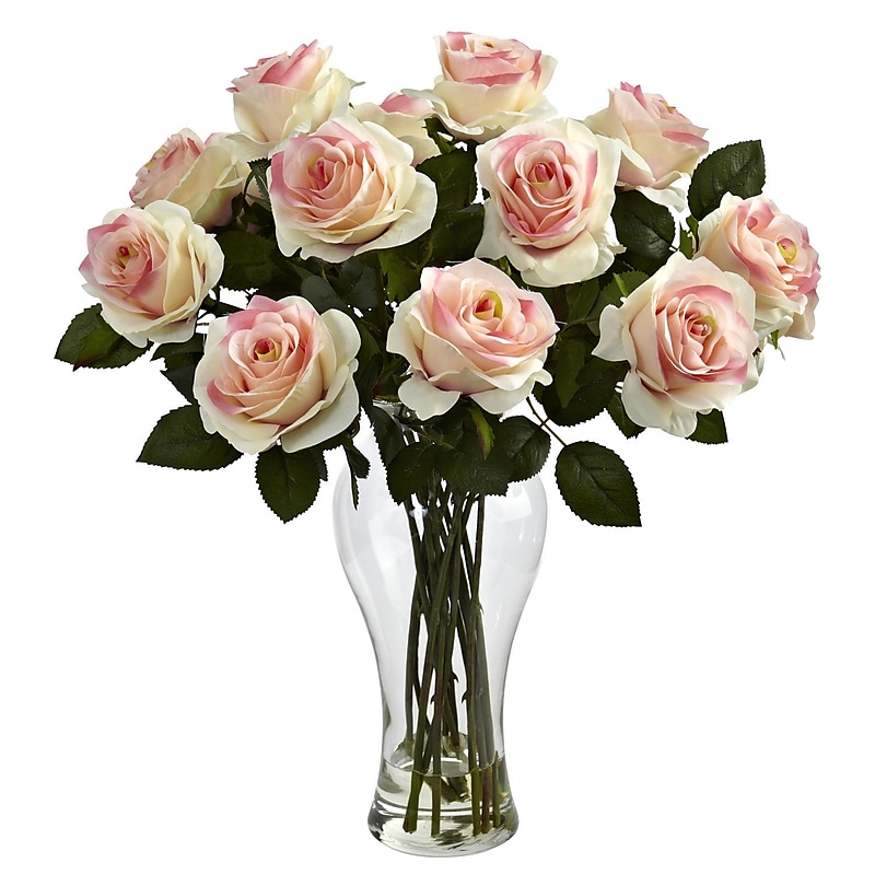 Nearly Natural 1328-LP Blooming Roses Floral Arrangements, Light pink image 1