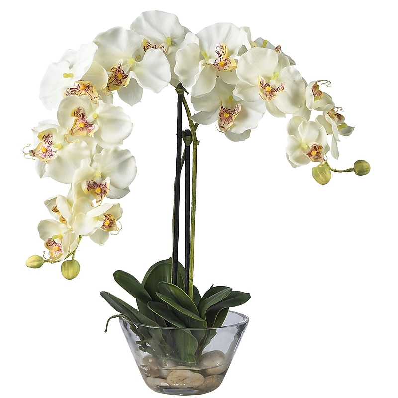 Nearly Natural 4643-WH Phalaenopsis with Vase Floral Arrangements, White image 1