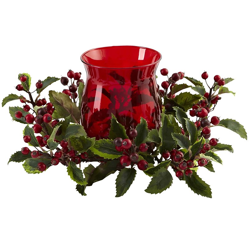 Nearly Natural Holly Berry Candelabrums, Red (4818) image 1