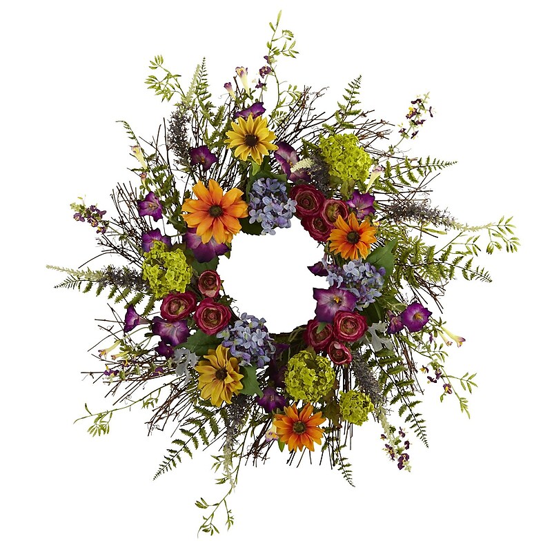 Nearly Natural 4821 24" Spring Garden Wreath, Assorted image 1