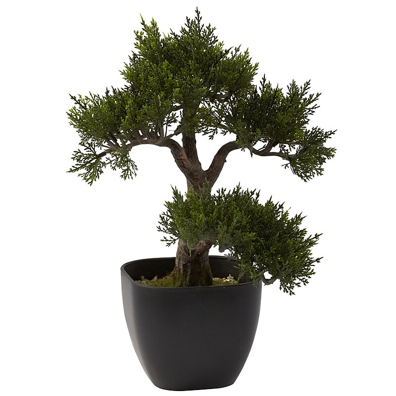 Nearly Natural 15" Cedar Bonsai Plant in Pot (4966) image 1