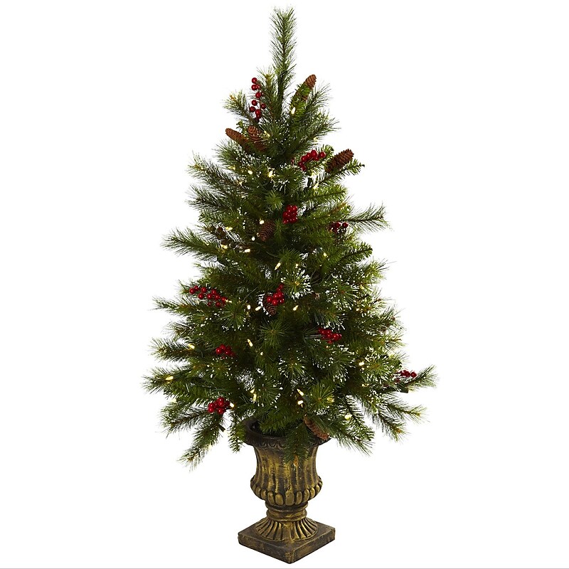 Nearly Natural 5371 4' Xmas Tree Floor Plant in Decorative Vase image 1
