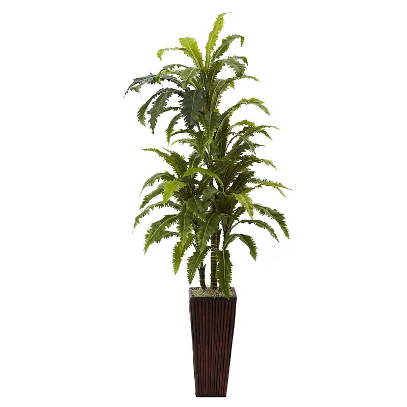 Nearly Natural 6748 Margarintum and Bamboo Plant in Planter image 1