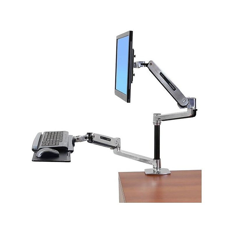 Ergotron WorkFit-LX Sit-Stand Desk Mount System, Up to 42" Monitor, Silver (45-405-026) image 1