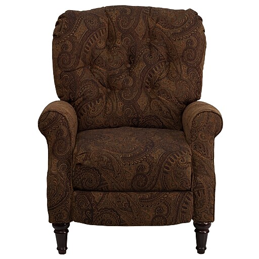 Flash Furniture Traditional Paisley Fabric Tufted HiLeg Recliner
