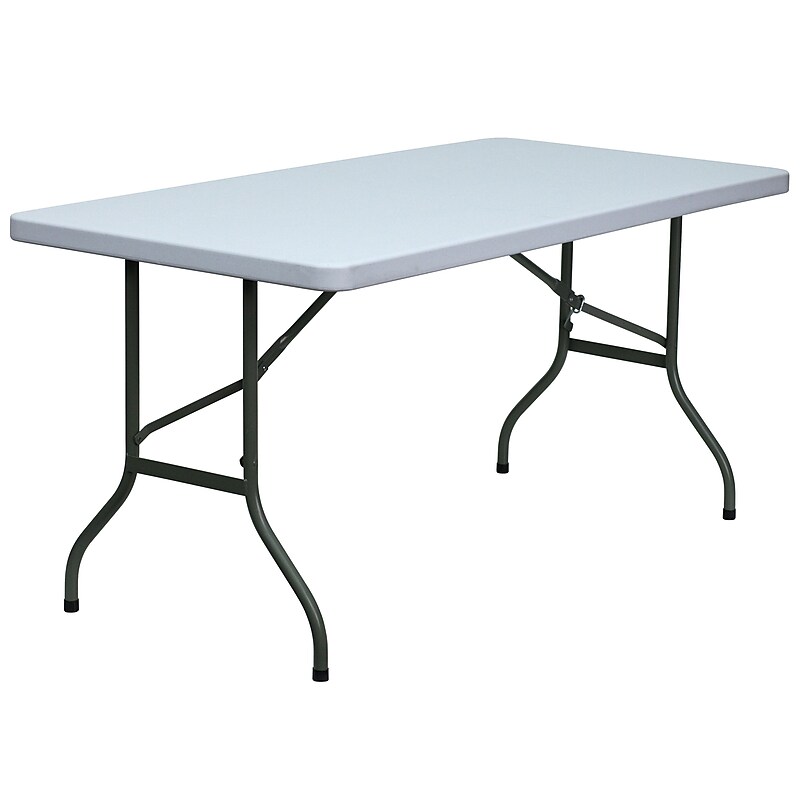 Flash Furniture 60" x 30" Plastic Rectangular Folding Table, Granite White, 6/Pack image 1