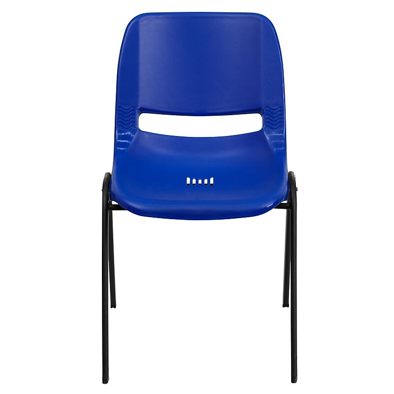 Flash Furniture Hercules Shell Ergonomic Stack Chair With Black Frame and 14" Seat, Navy, 15/Pack image 1