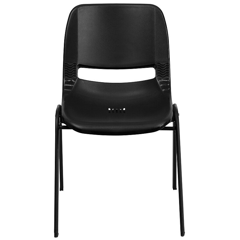 Flash Furniture Hercules Shell Ergonomic Stack Chair With Black Frame and 14" Seat, Black, 15/Pack image 1