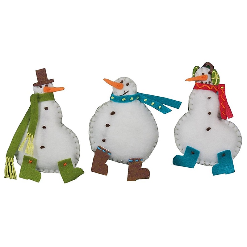 Simple Snowmen Ornaments Felt Applique Kit, 3"X4" Set Of 3 image 1