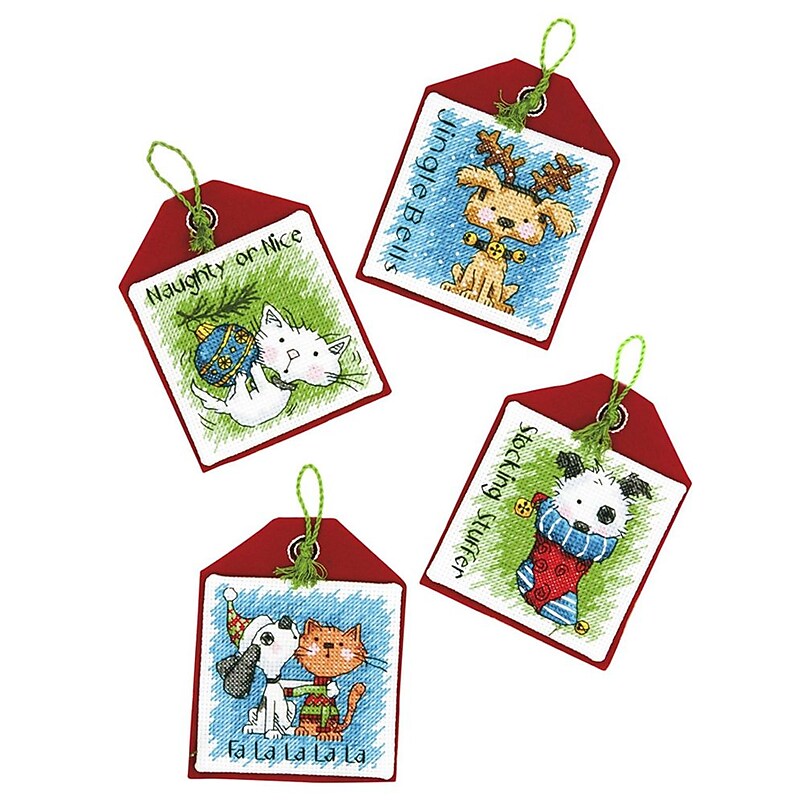 Pet Ornaments Counted Cross Stitch Kit, 4-1/2" 14 Count Set Of 4 image 1