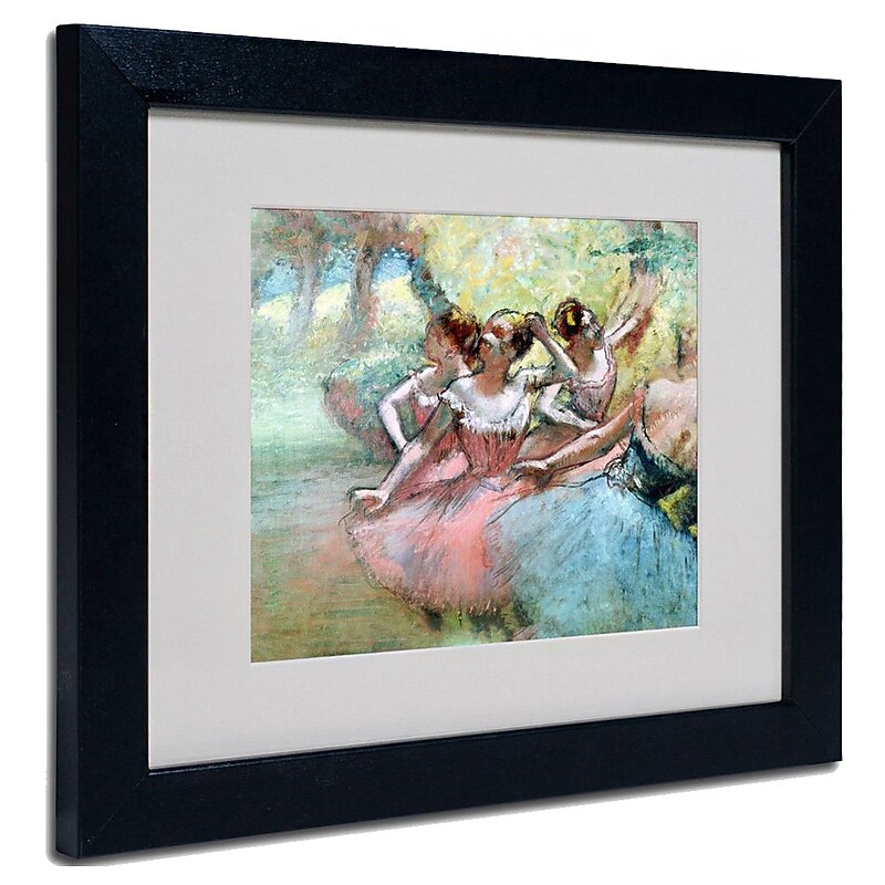 Trademark Fine Art Edgar Degas 'Four Ballerinas on the Stage' Matted Art Black Frame 11 x 14 Inches image 1