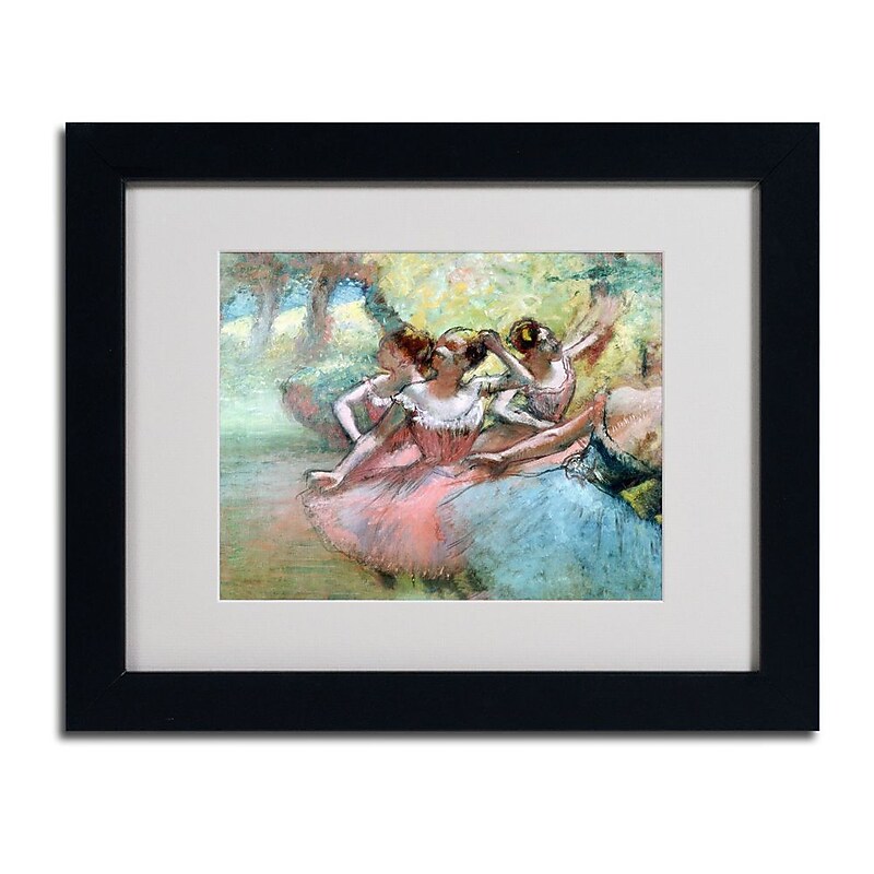 Trademark Fine Art Edgar Degas 'Four Ballerinas on the Stage' Matted Art Black Frame 16 x 20 Inches image 1