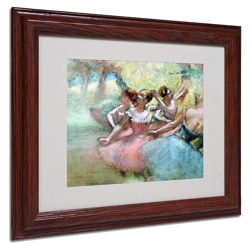 Edgar Degas 'Four Ballerinas on the Stage' Matted Framed Art - 11 x 14 Inches - Wood Frame image 1