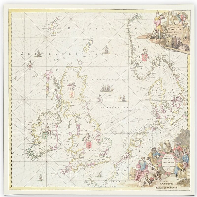 Trademark Fine Art Fredrick de Wit 'Map of the North Sea, 1675' Canvas Art 18 x 18 Inches image 1