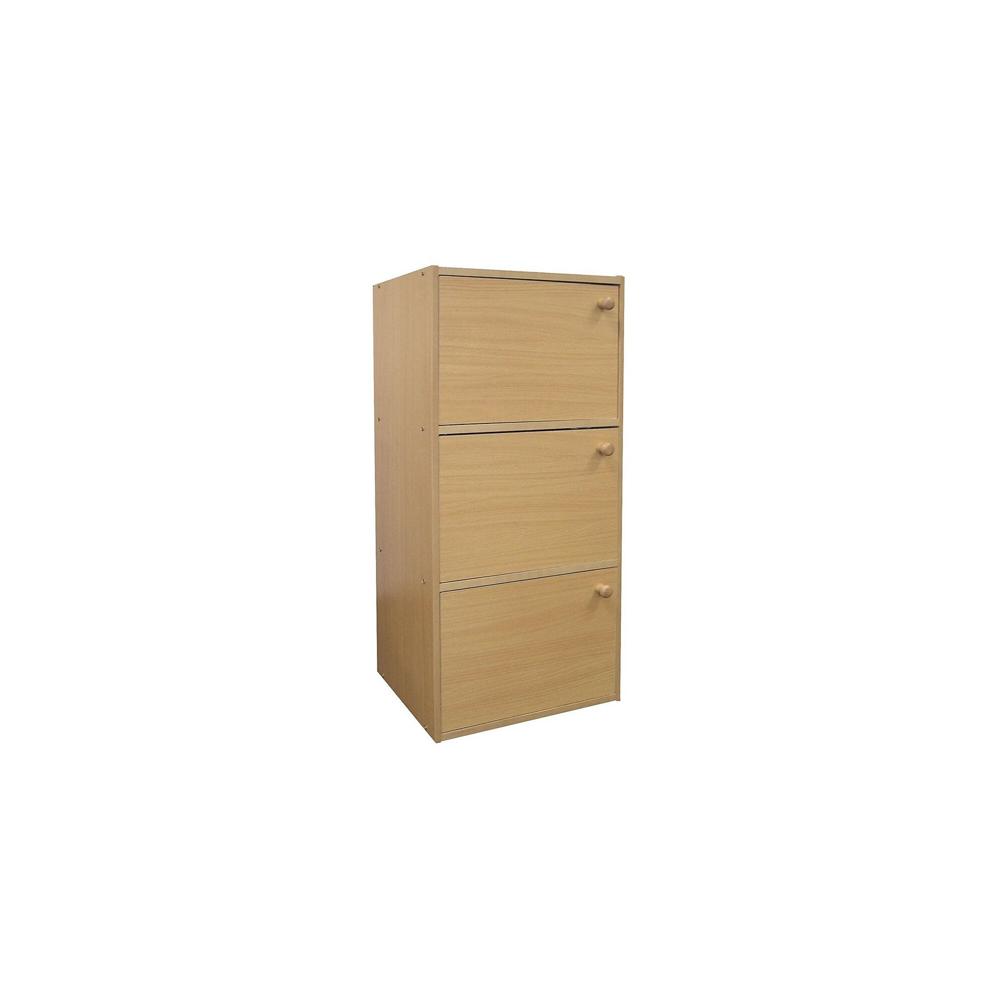 Ore International Home Decorators Collection 3-Level Rubberwood Bookshelf with Doors, Natural Sansujyuku sansujyuku.com