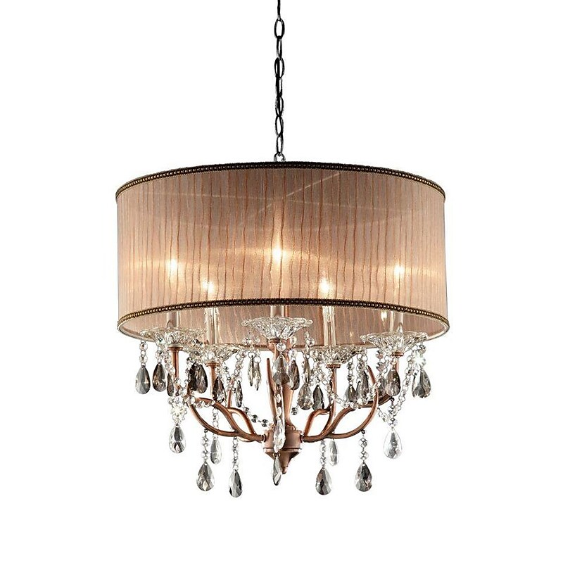 Ore International® K-5126H Incandescent 75 W Rosie Crystal Chandelier, Gray/Light Pink image 1