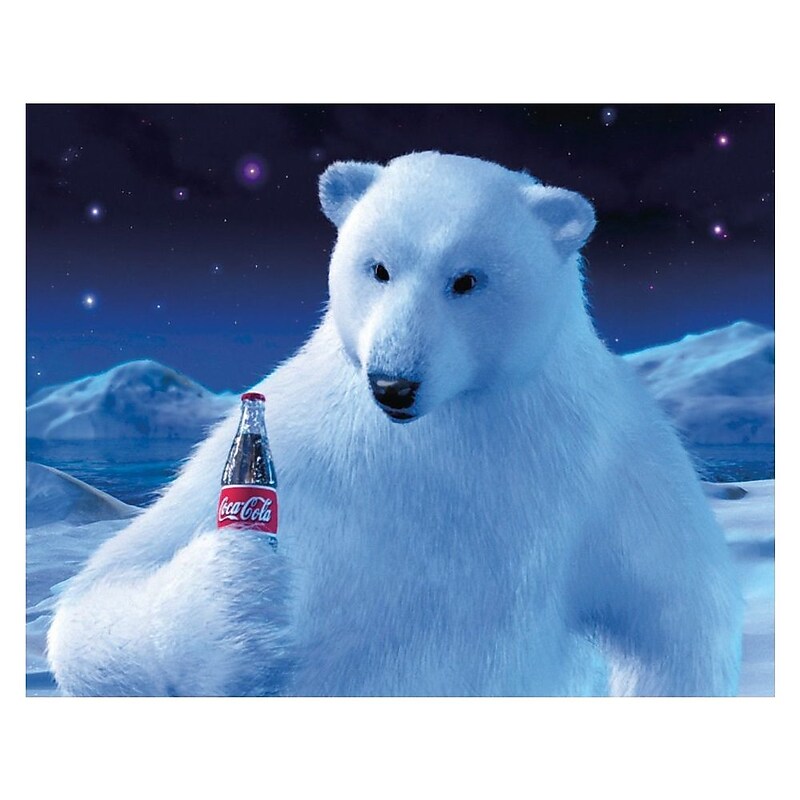 Trademark Fine Art 'Coke Polar Bear with Coke Bottle' 28" x 36" Canvas Art image 1