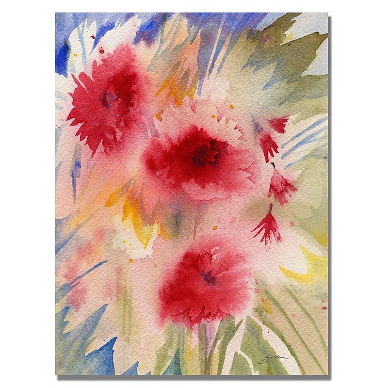 Trademark Fine Art 'Sunny Red Flowers' 35" x 47" Canvas Art image 1