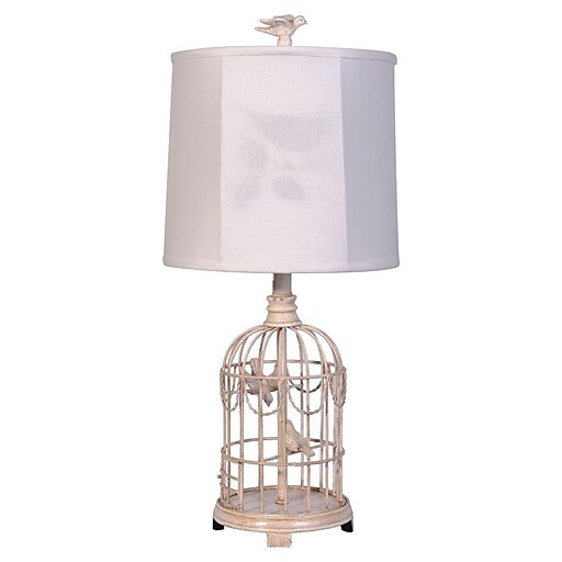 AHS Lighting Bird Cage Table Lamp With Silhouette Shade, Antique White