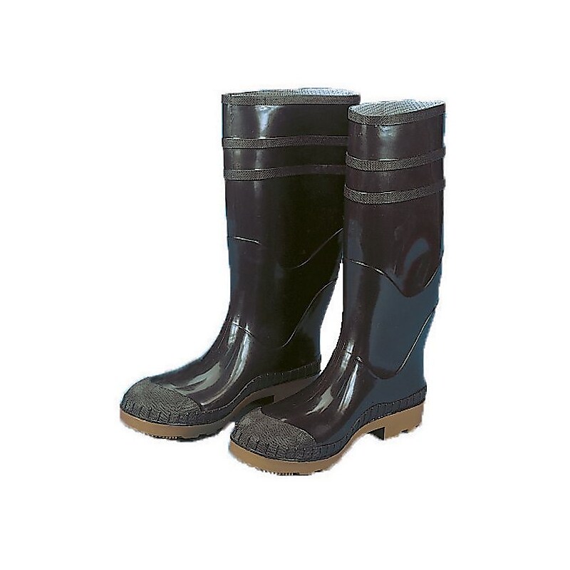 Mutual Industries 16" PVC Sock Boots With Steel Toe, Black, Size 9 image 1