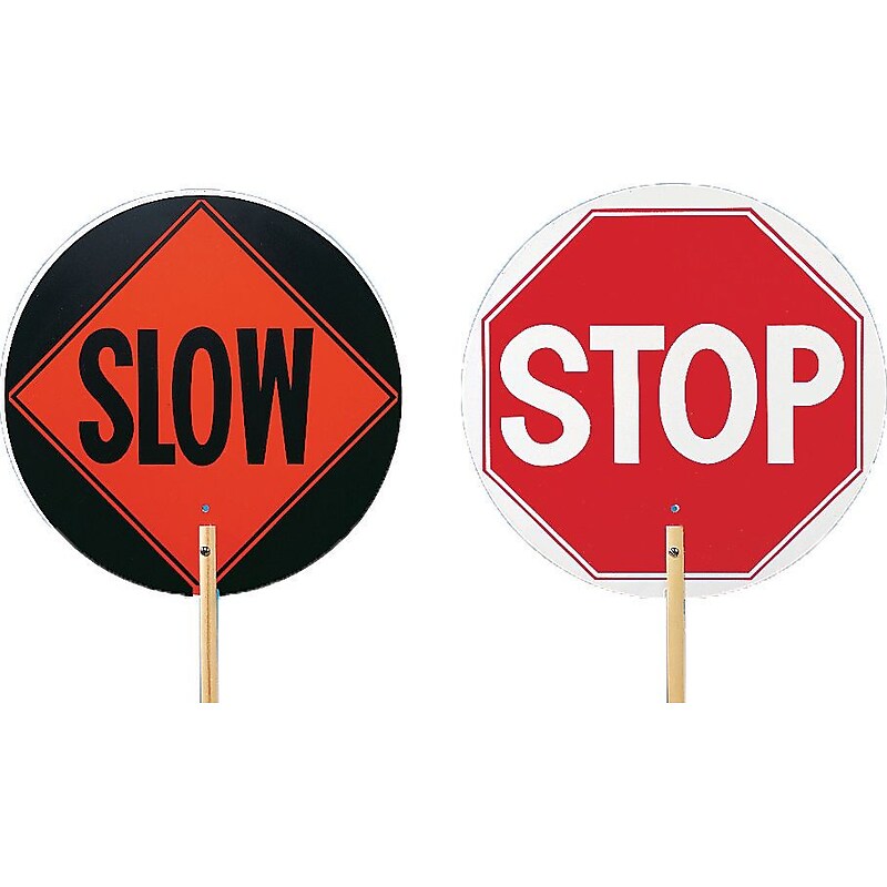 Mutual Industries "STOP"/"SLOW" Temporary Traffic Control Sign Paddle, 60" x 18", Hardboard (14983-5) image 1