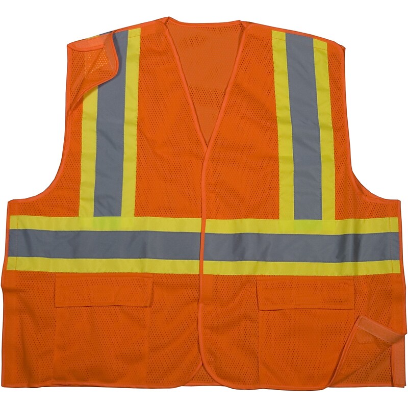 Mutual Industries MiViz High Visibility Sleeveless Safety Vest, ANSI Class R2, Orange, 3XL (16388-0-6) image 1