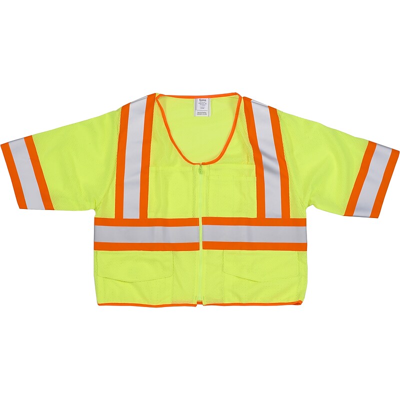 Mutual Industries High Visibility Sleeveless Safety Vest, ANSI Class R3, Lime, X-Large (16391-4) image 1