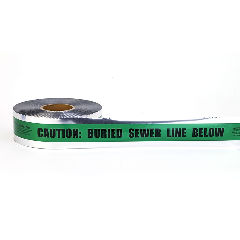 Mutual Industries "Sewer Line" Underground Detectable Tape, 3" x 333.33 yds., Green (17774-38-3000) image 1