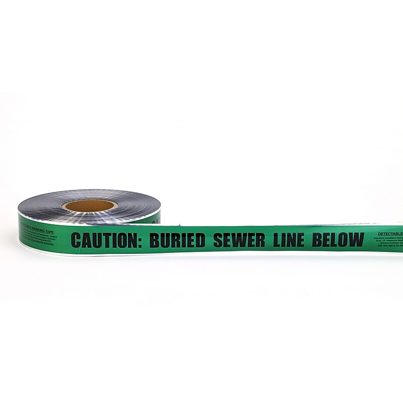 Mutual Industries "Sewer Line" Underground Detectable Tape, 2" x 333.33 yds., Green (17774-38-2000) image 1