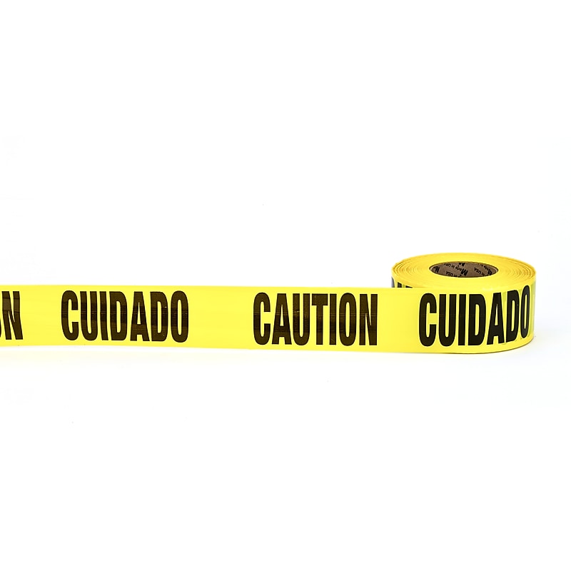 Mutual Industries "CUIDADO CAUTION" Barricade Tape, 3" x 333.33 yds., Yellow, 10/Box (17779-51-3000) image 1