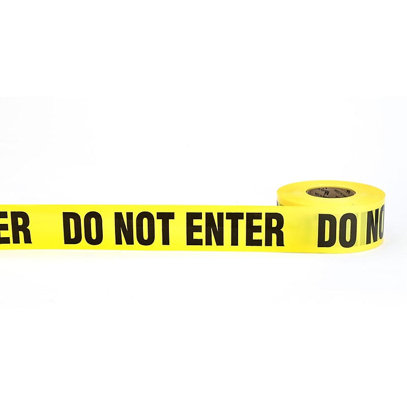 Mutual Industries "DO NOT ENTER" Barricade Tape, 3" x 333.33 yds., Yellow, 10/Box (17779-10-3000) image 1