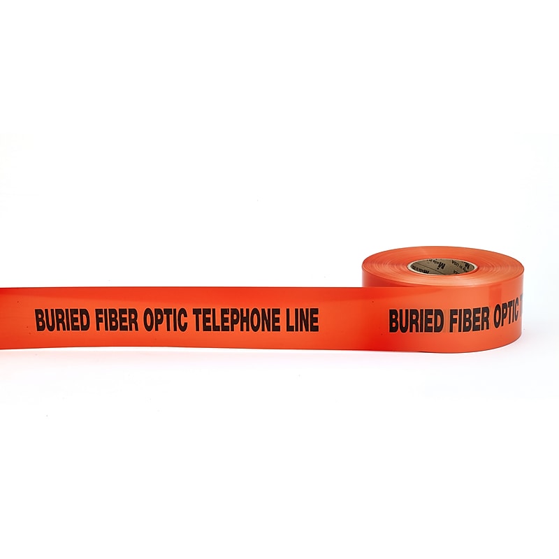 Mutual Industries "Telephone/Fiber Optic Line" Underground Marking Tape, 3" x 333.33 yds., Orange (17783-45-3000) image 1