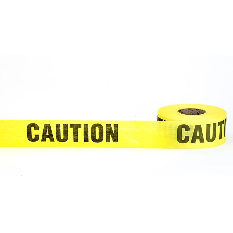 Mutual Industries "Caution" Biodegradable BarricadeTape, 3" x 500', Yellow, 10/Box (17773-41-3000) image 1