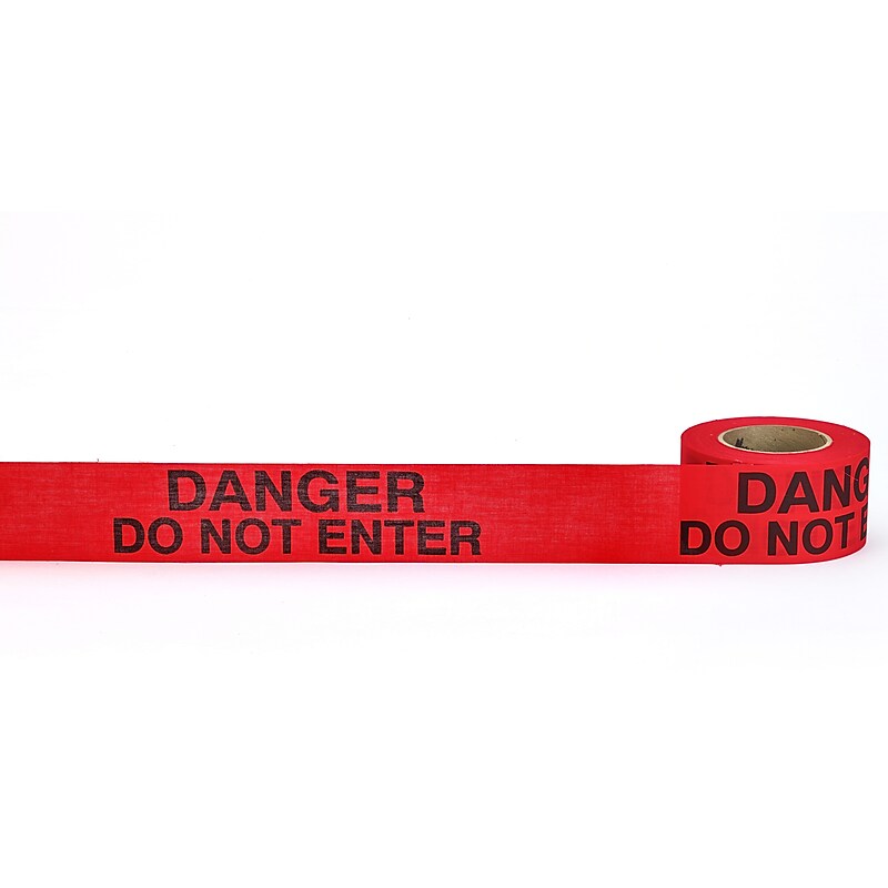 Mutual Industries "Danger Do Not Enter" Repulpable Barricade Tape, 3" x 45 yds., Red, 20/Box (17771-39-3000) image 1