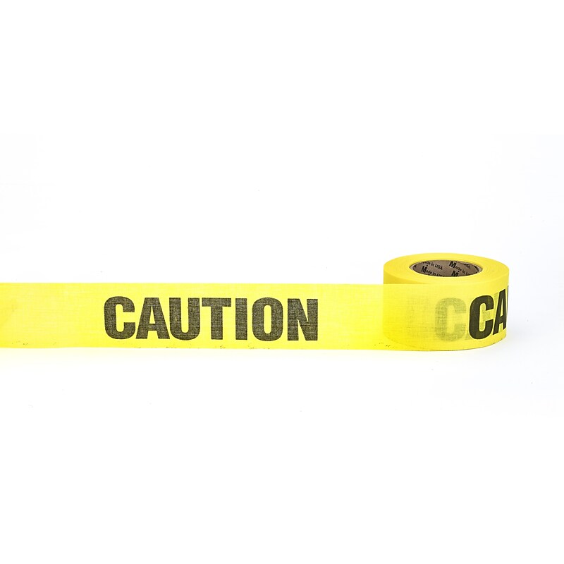 Mutual Industries "Caution" Repulpable Barricade Tape, 3" x 45 yds., Yellow, 20/Box (17771-41-3000) image 1