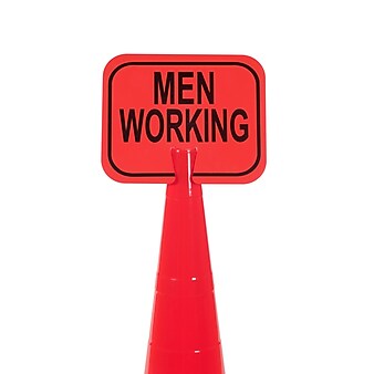 Mutual Industries "MEN WORKING" Traffic Cone Sign, 11" x 13"