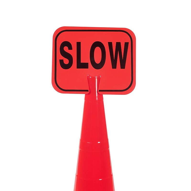 Mutual Industries "SLOW" Traffic Cone Sign, 11" x 13" image 1