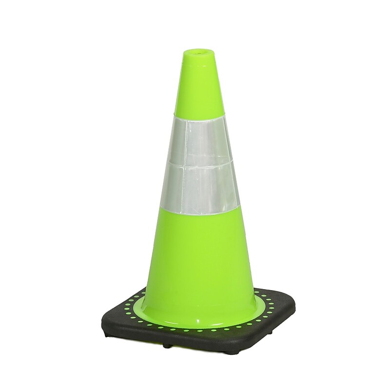 Mutual Industries 18"H Reflective Traffic Cone, Lime, 3 lbs. (17716-118-3) image 1