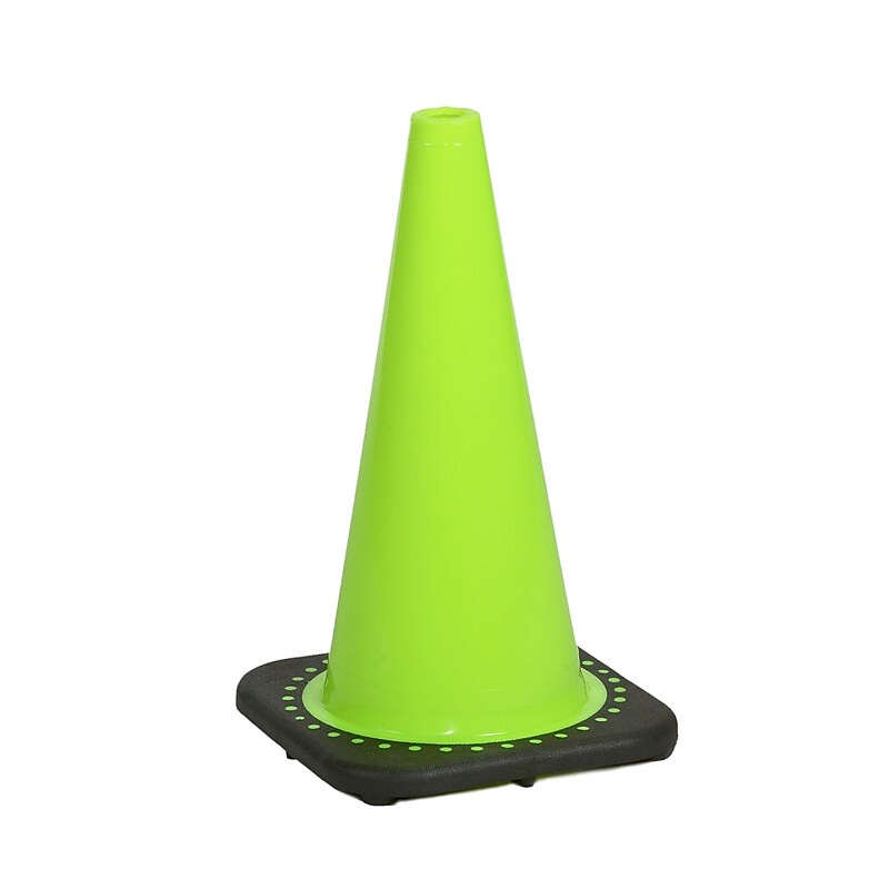 Mutual Industries 18"H Traffic Cone, Lime, 3 lbs. (17716-18-3) image 1