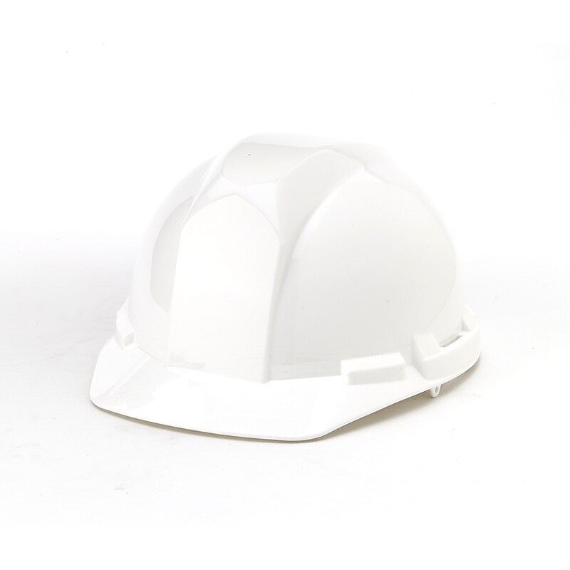 Mutual Industries 4-Point Ratchet Suspension Short Brim Hard Hat, White (50200-10) image 1