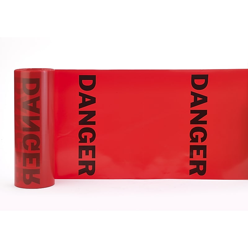 Mutual Industries "Danger" Printed Tear-Off Safety Flag, 12" x 12" x 300', Red image 1
