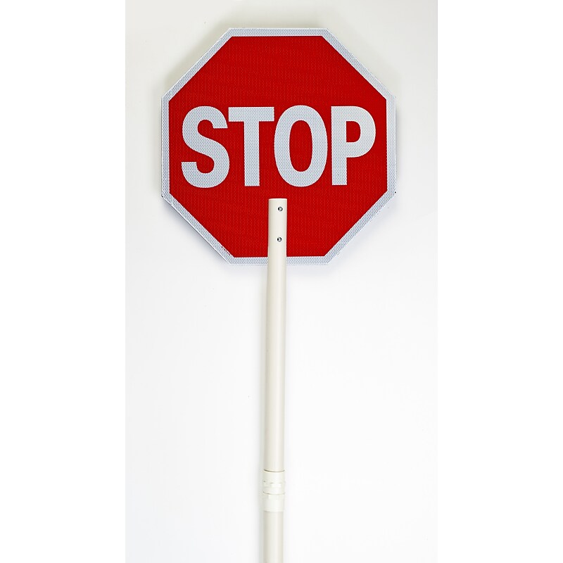 Mutual Industries Reflective "STOP"/"SLOW" Temporary Traffic Control Sign Paddle, 24" x 24", Plastic (14655-4-36) image 1