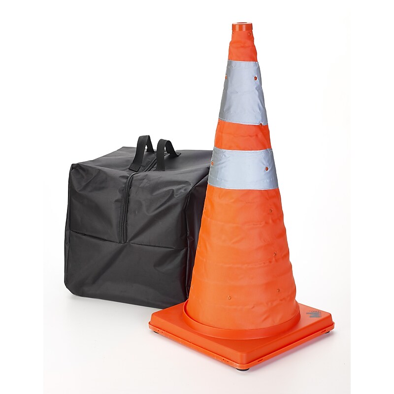 Mutual Industries Collapsible 28"H Nylon Traffic Cone, 12"W, Orange, 4.5 lbs.5/Pack (17714-5-28) image 1
