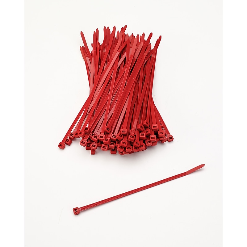 Mutual Industries Nylon Locking Ties, 7", Red, 100/Pack image 1