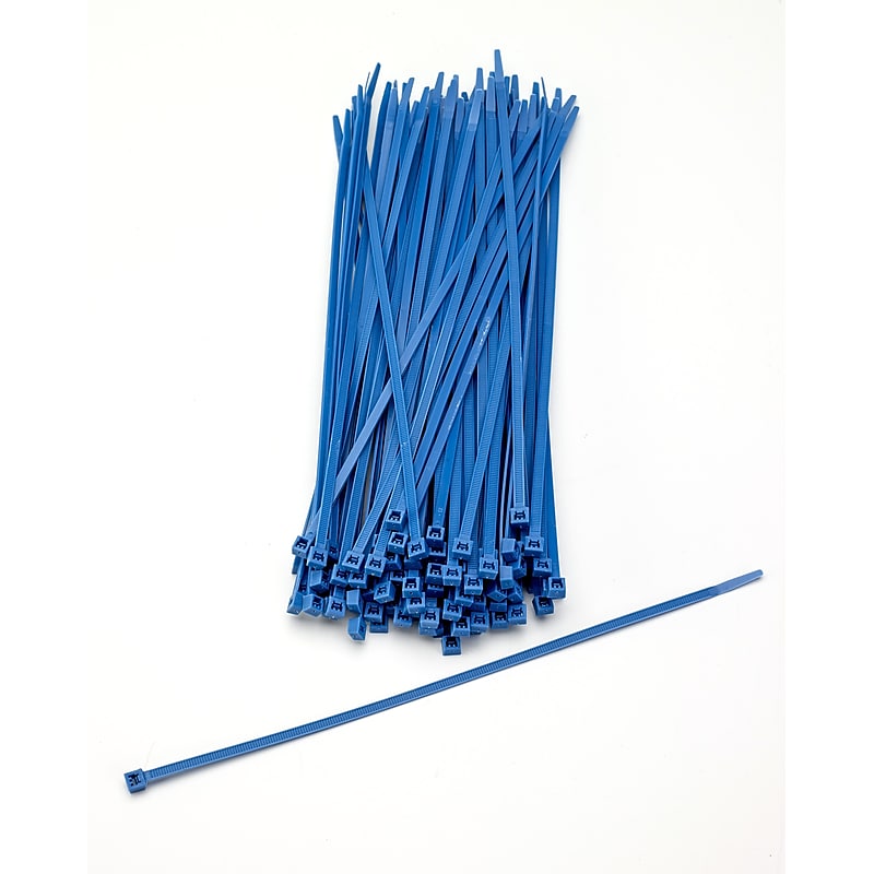 Mutual Industries Nylon Locking Ties, 11', Neon Blue, 100/Pack image 1