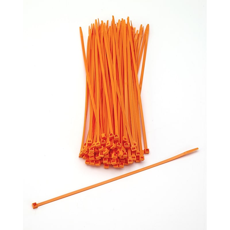 Mutual Industries Nylon Locking Ties, 11', Neon Orange, 100/Pack image 1