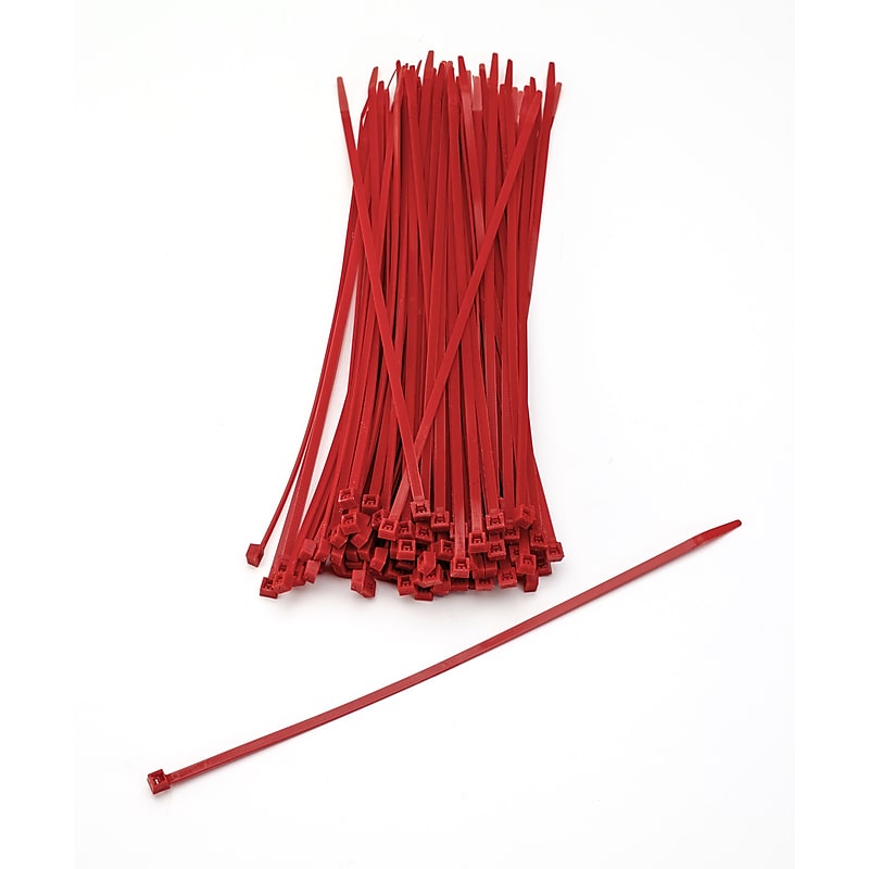 Mutual Industries Nylon Locking Ties, 11', Red, 100/Pack image 1
